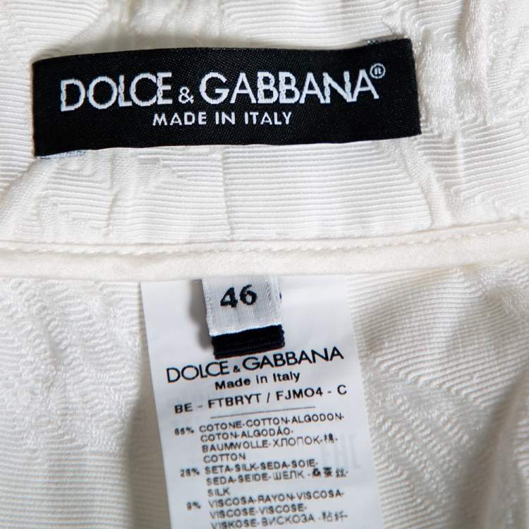 مملوكة مسبقًا Dolce & Gabbana White Floral Jacquard Embellished Detail Shorts L