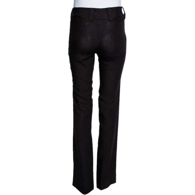 Pre Owned Dolce & Gabbana Black Linen Straight Leg Pants S