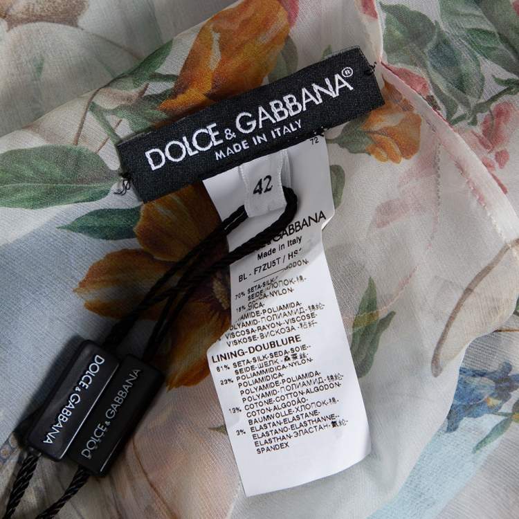 Pre Owned Dolce & Gabbana Multicolor Silk & Lace Neck Tie Detail Top M