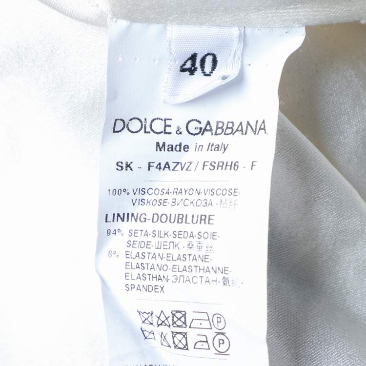 Pre Owned Dolce & Gabbana Cream Fish Printed Crepe A-Line Midi Skirt S