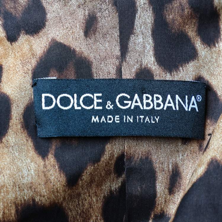 Pre Owned Dolce & Gabbana Brown Leopard Printed Corduroy Fur Collar Detail Coat M 