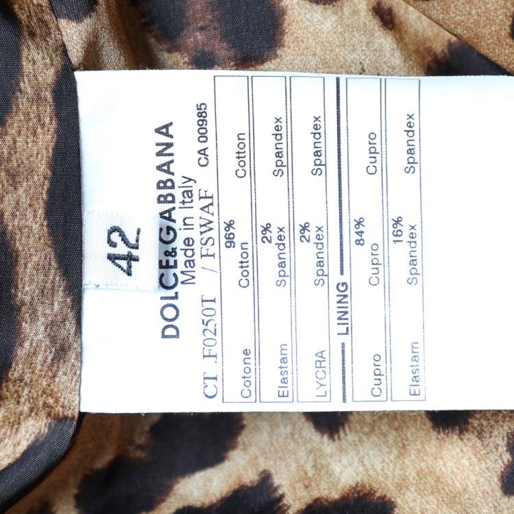 Pre Owned Dolce & Gabbana Brown Leopard Printed Corduroy Fur Collar Detail Coat M 