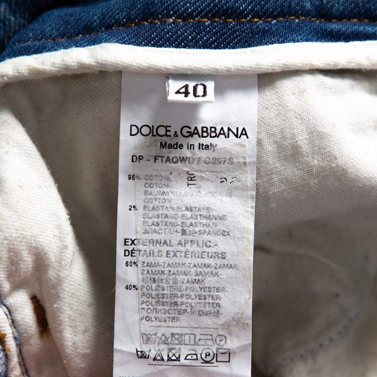 Pre Owned Dolce & Gabbana Blue Denim Distressed Pretty Fit Jeans S