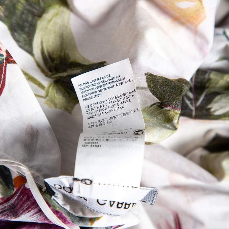 Pre Owned Dolce & Gabbana White Floral Printed Cotton Ruffle Detail Tiered Off Shoulder Midi Dress L