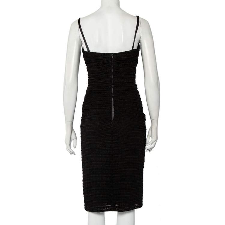 Pre Owned Dolce & Gabbana Black Knit Ruched Midi Dress M