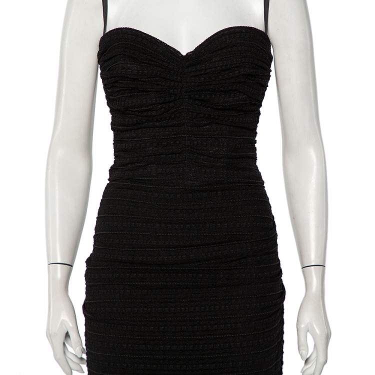 Pre Owned Dolce & Gabbana Black Knit Ruched Midi Dress M