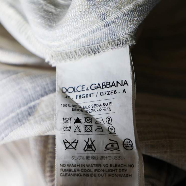 Pre Owned Dolce & Gabbana Cream Ancient Greece & Almond Blossom Printed Silk Top S