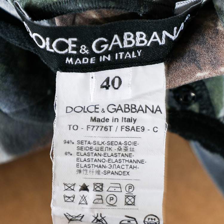 Pre Owned Dolce & Gabbana Grey Floral Printed Silk Scoop Neck Top S
