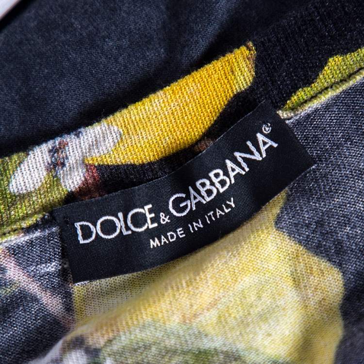Pre Owned Dolce & Gabbana Black lemon printed Silk & Cashmere Button Front Cardigan S