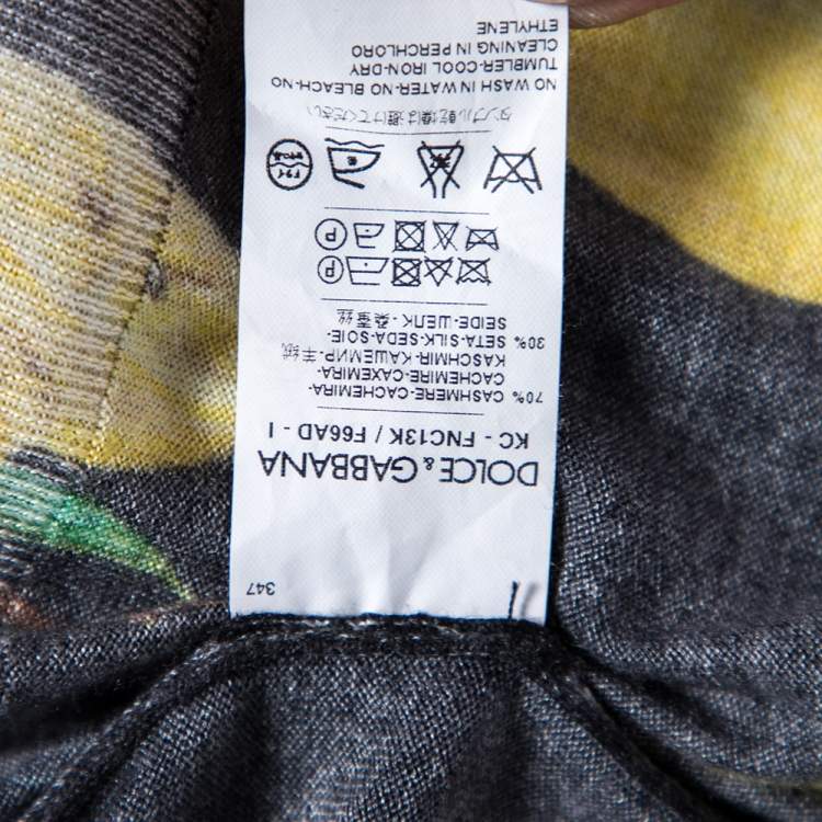 Pre Owned Dolce & Gabbana Black lemon printed Silk & Cashmere Button Front Cardigan S