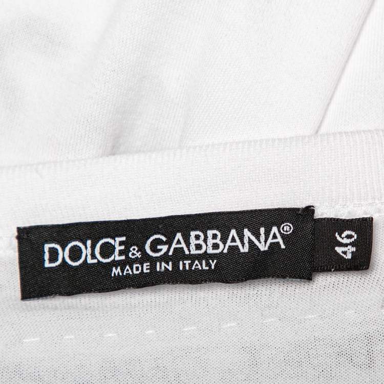 مملوكة مسبقًا Dolce & Gabbana White Cotton Life is Beautiful Embroidered T-Shirt L