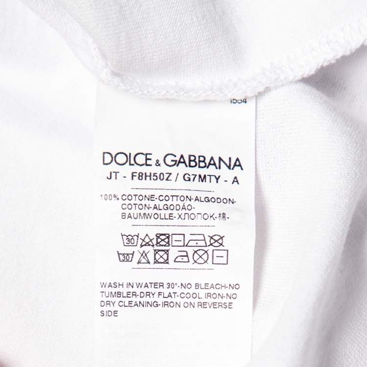 مملوكة مسبقًا Dolce & Gabbana White Cotton Life is Beautiful Embroidered T-Shirt L