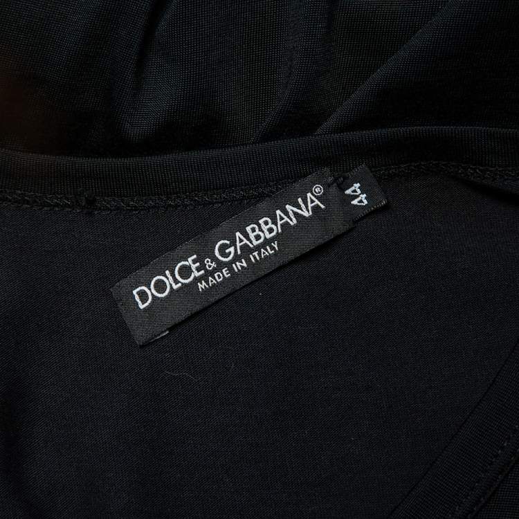 Pre Owned Dolce & Gabbana Black Cotton Embellished Detail Tank Top M