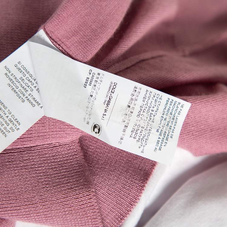 مملوكة مسبقًا Dolce & Gabbana Pink Cashmere Bee Embroidered V-Neck Jumper S