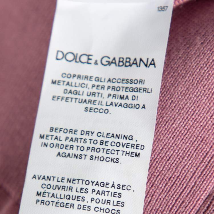 مملوكة مسبقًا Dolce & Gabbana Pink Cashmere Bee Embroidered V-Neck Jumper S