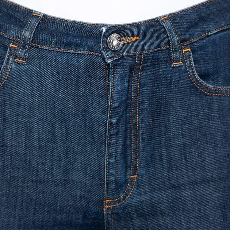 Pre Owned Dolce & Gabbana Navy Blue Denim Queen Applique Detail Audrey Fit Jeans S
