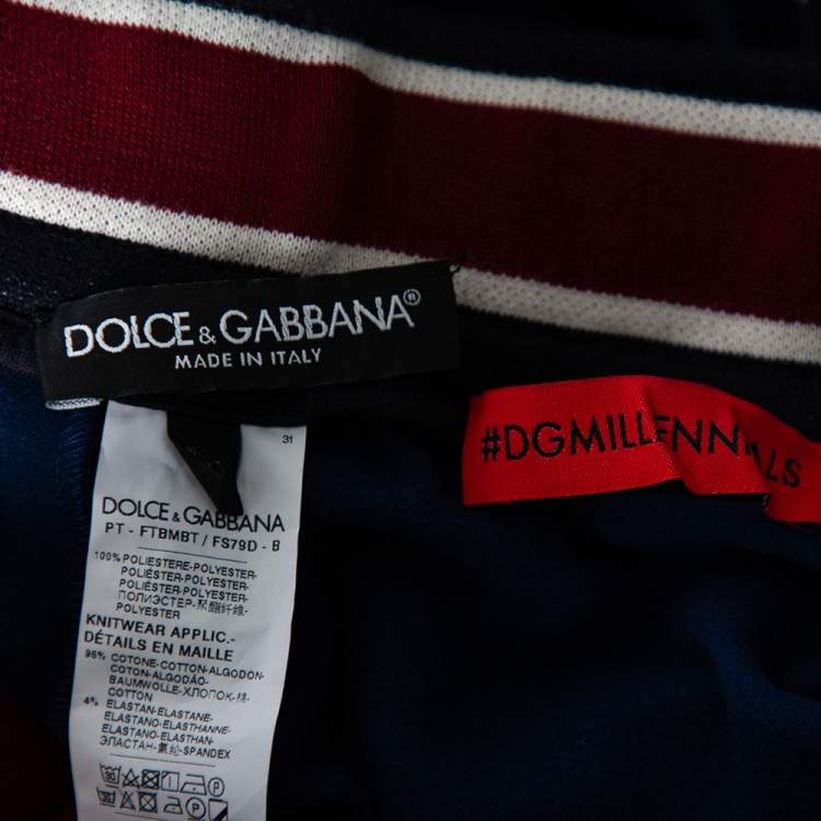 Pre Owned Dolce & Gabbana Bicolor Mania Printed Jersey  & Logo Intarsia Knit Trim Track Pants M