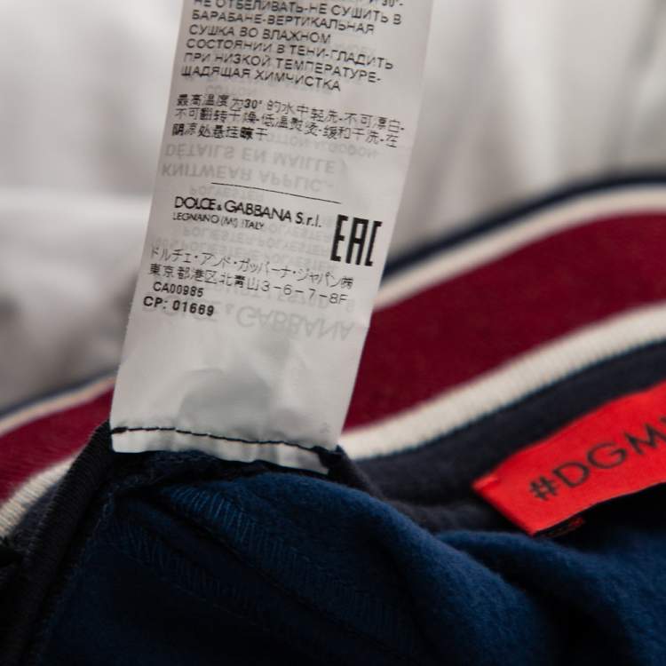 Pre Owned Dolce & Gabbana Bicolor Mania Printed Jersey  & Logo Intarsia Knit Trim Track Pants M
