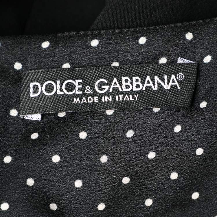 Pre Owned Dolce & Gabbana Black Crepe Ruffled Hem Sleeveless Midi Dress L