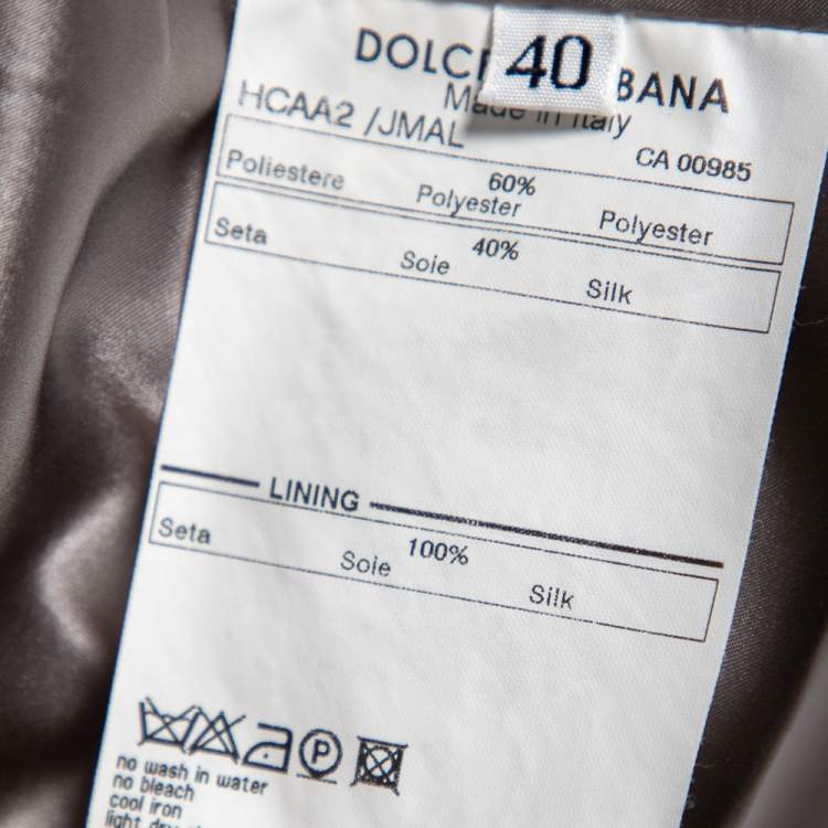 Pre Owned Dolce & Gabbana Grey Floral Jacquard Satin Button Front Coat S