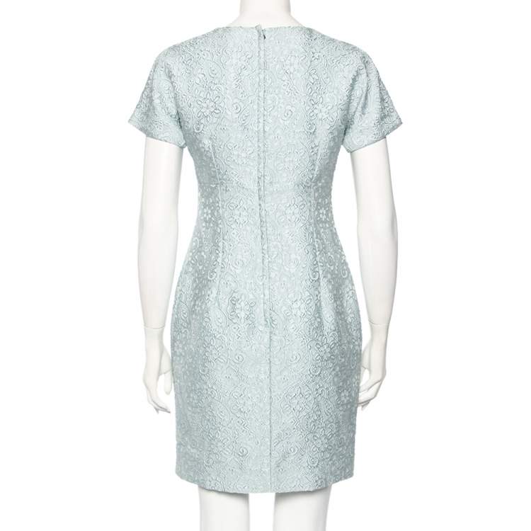 مملوكة مسبقًا Dolce & Gabbana Blue Embossed Jacquard Sheath Dress S