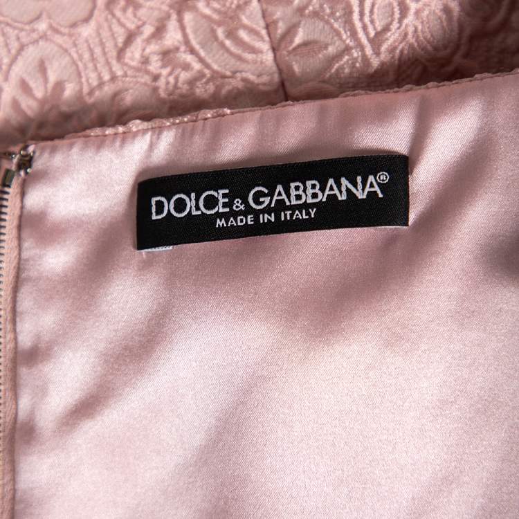 Pre Owned Dolce & Gabbana Pink Floral Embossed Jacquard Sleeveless Mini Dress S