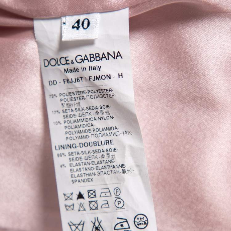 Pre Owned Dolce & Gabbana Pink Floral Embossed Jacquard Sleeveless Mini Dress S