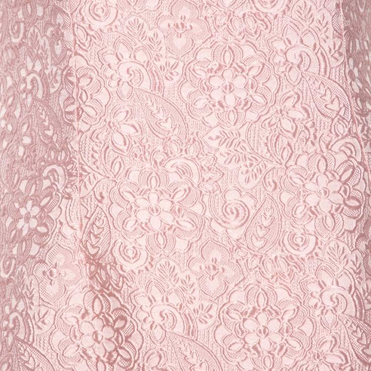 Pre Owned Dolce & Gabbana Pink Floral Embossed Jacquard Sleeveless Mini Dress S