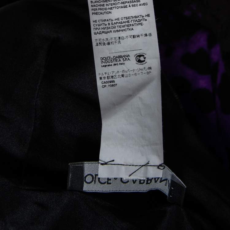 Pre Owned Dolce & Gabbana Purple Animal Printed Silk Lace Trim Sleeveless Sheath Dress S