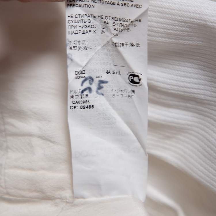 Pre Owned Dolce & Gabbana White Cotton Contrast Detail Sleeveless Midi Dress M