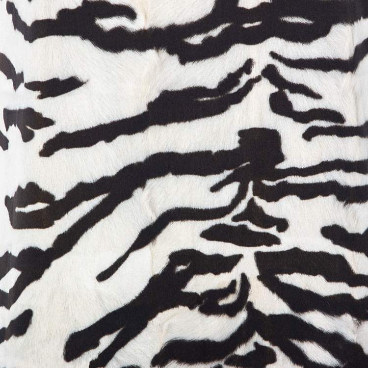 Pre Owned Dolce & Gabbana Monochrome Animal Printed Silk Sleeveless Shift Dress M