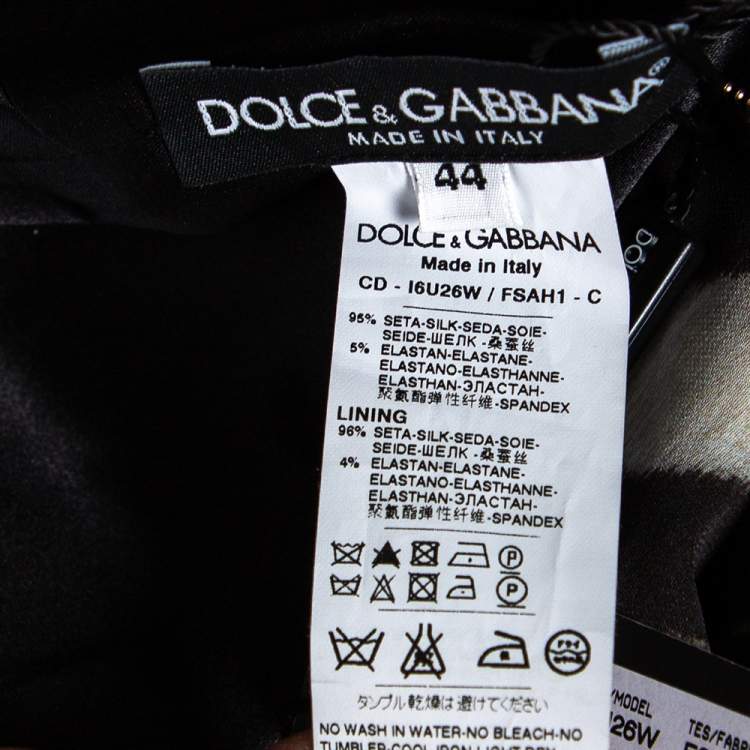 Pre Owned Dolce & Gabbana Monochrome Animal Printed Silk Sleeveless Shift Dress M