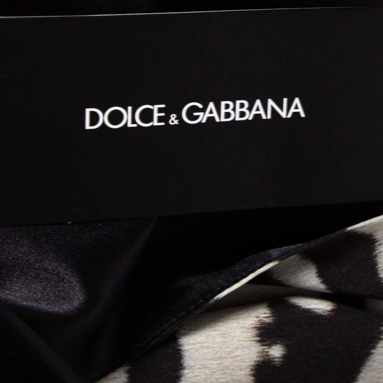 Pre Owned Dolce & Gabbana Monochrome Animal Printed Silk Sleeveless Shift Dress M