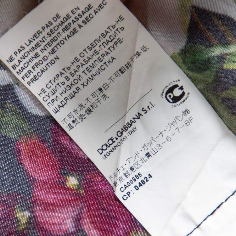 Pre Owned Dolce & Gabbana Black Floral Printed Silk Neck Tie Detail Shirt M