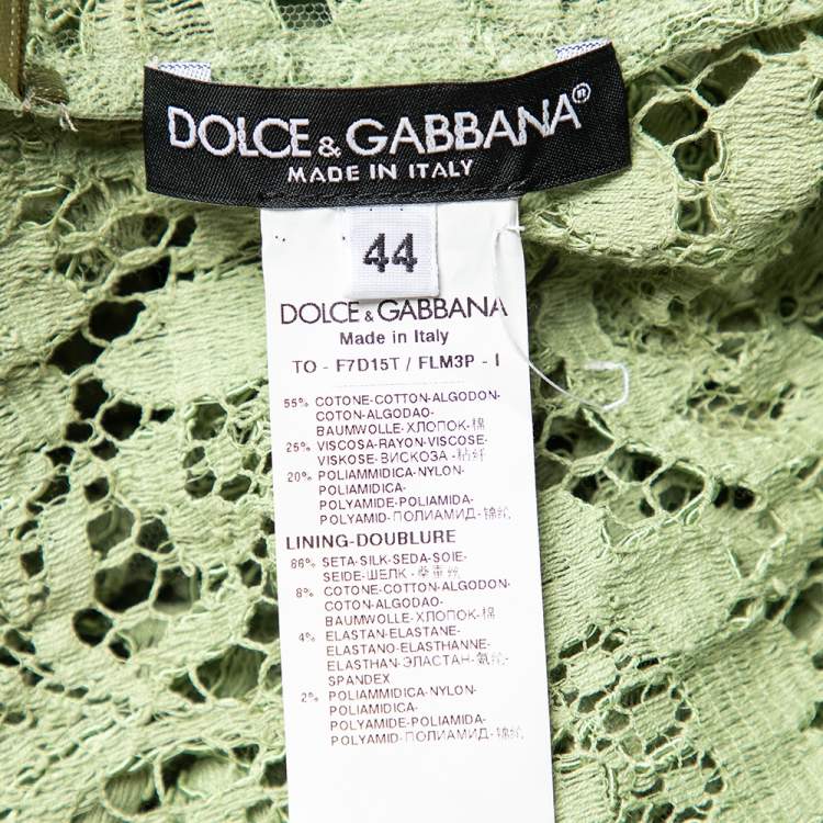 Pre Owned Dolce & Gabbana Green Floral Lace Top M
