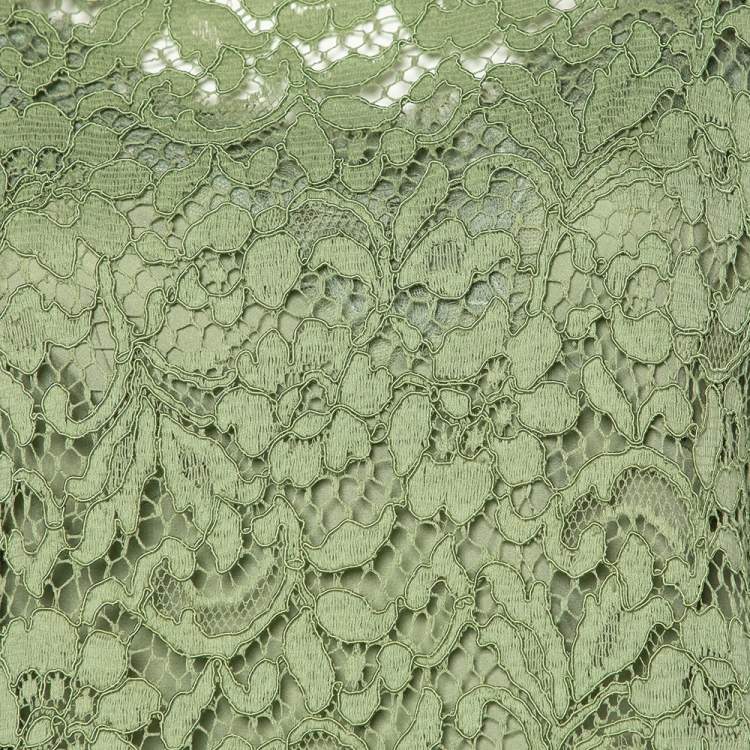 Pre Owned Dolce & Gabbana Green Floral Lace Top M