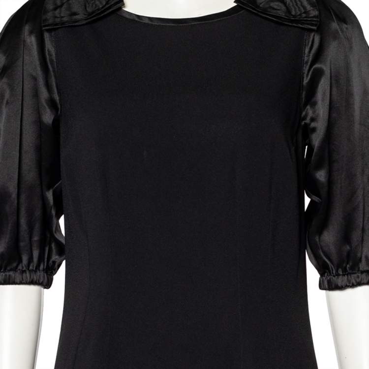 Pre Owned Dolce & Gabbana Black Crepe Bow Detail Sheath Dress M