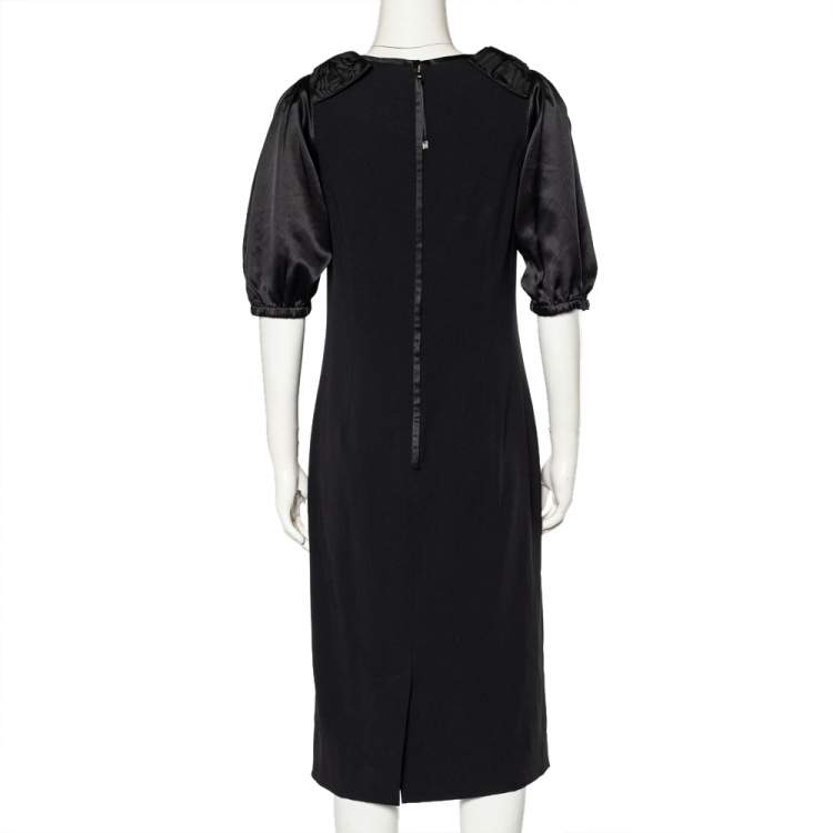 Pre Owned Dolce & Gabbana Black Crepe Bow Detail Sheath Dress M