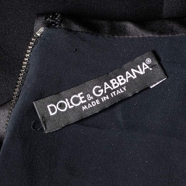 Pre Owned Dolce & Gabbana Black Crepe Bow Detail Sheath Dress M