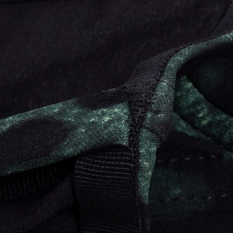 Pre Owned Dolce & Gabbana Dark Green Leopard Print Silk Bustier Top S 