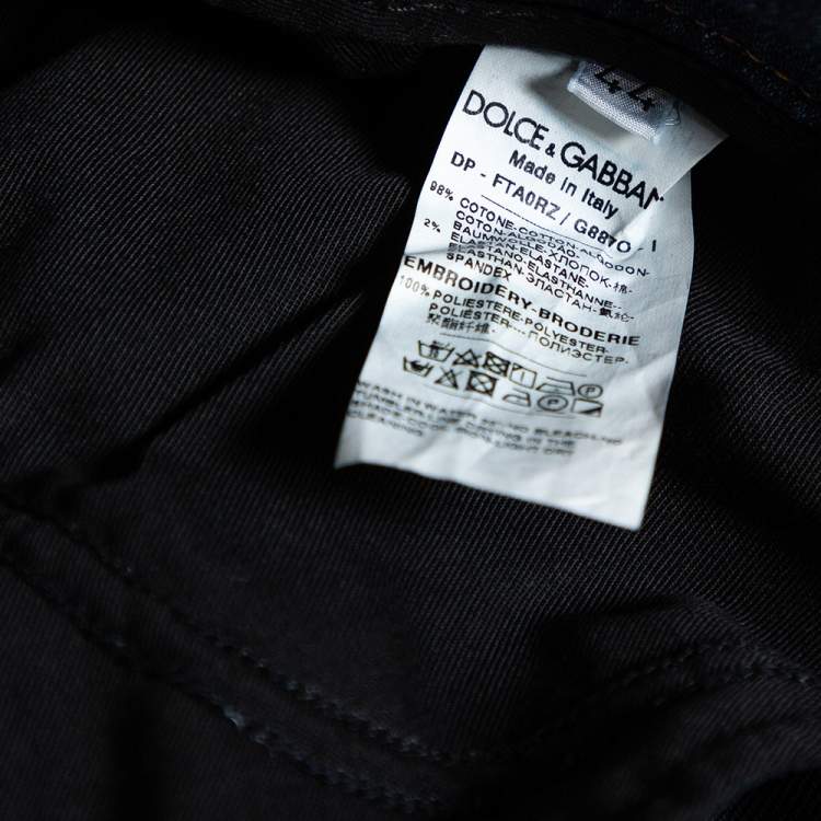Pre Owned Dolce & Gabbana Indigo Distressed Denim Sequined Hem Pretty Jeans M