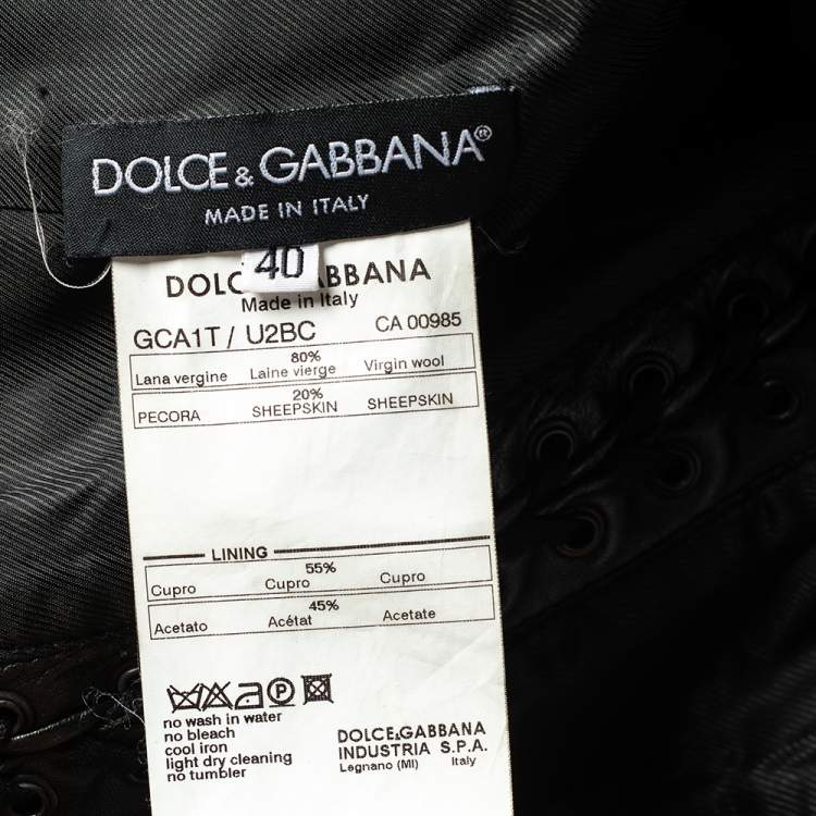 Pre Owned Dolce & Gabbana Black Wool Lace Up Detail Double Breasted Overcoat S