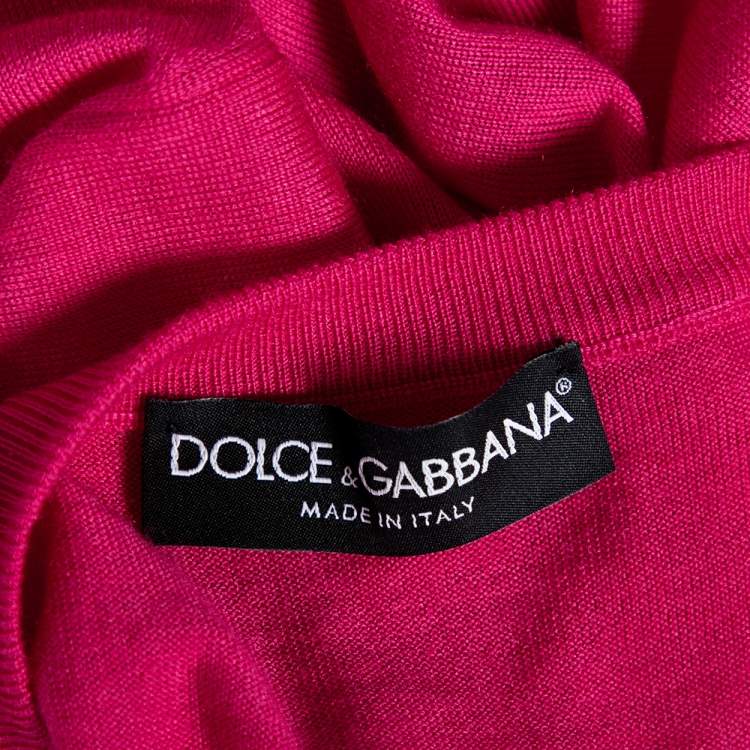Pre Owned Dolce & Gabbana Pink Cashmere Silk Button Front Cardigan S