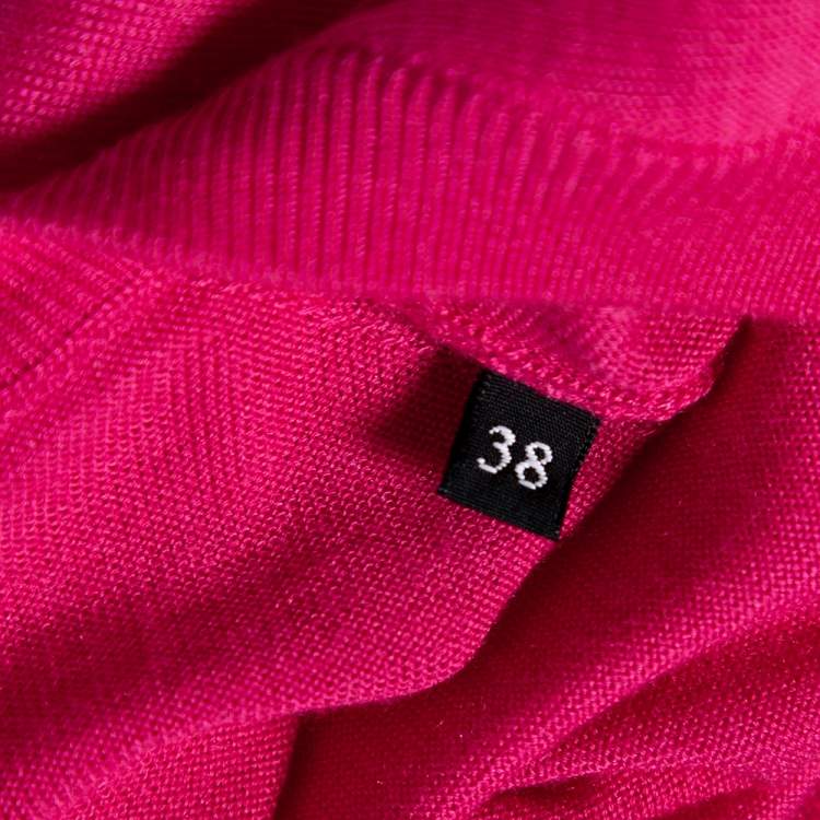 Pre Owned Dolce & Gabbana Pink Cashmere Silk Button Front Cardigan S