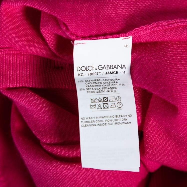 Pre Owned Dolce & Gabbana Pink Cashmere Silk Button Front Cardigan S