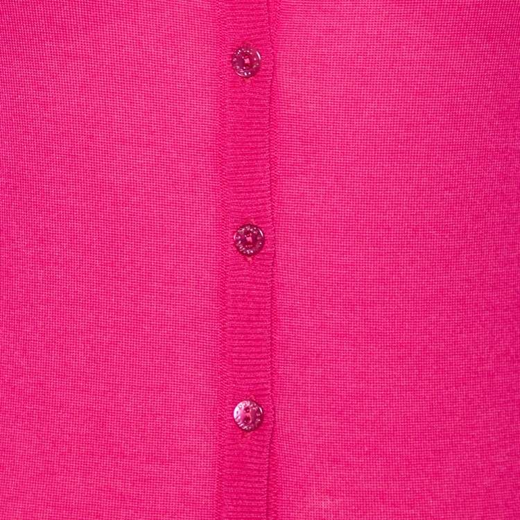 Pre Owned Dolce & Gabbana Pink Cashmere Silk Button Front Cardigan S