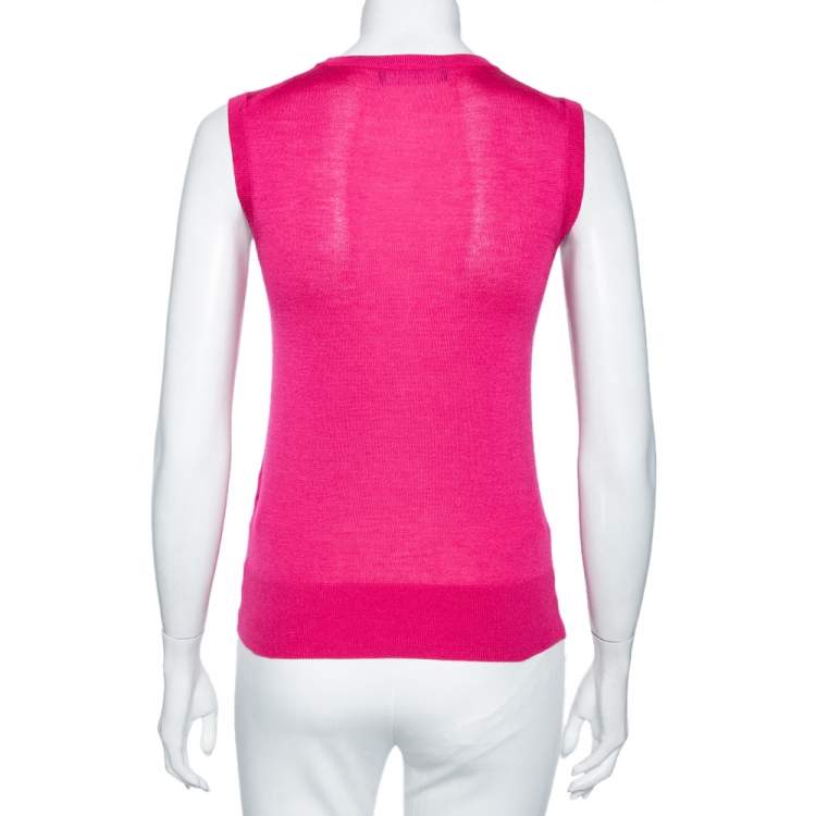 Pre Owned Dolce & Gabbana Pink Cashmere Silk Sleeveless Sweater S
