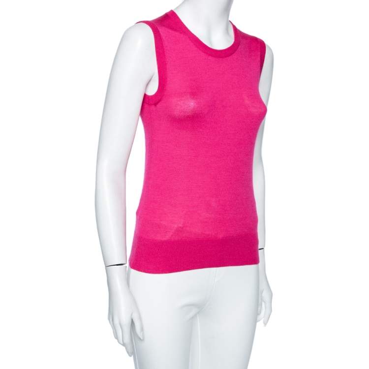 Pre Owned Dolce & Gabbana Pink Cashmere Silk Sleeveless Sweater S