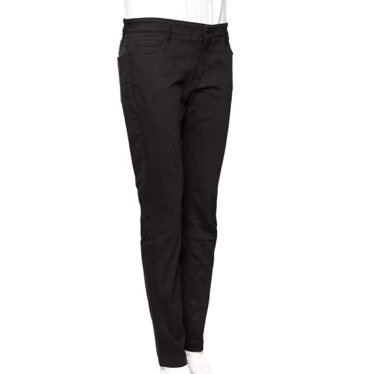 Pre Owned Dolce & Gabbana Black Stretch Cotton Slim Fit Pants L 