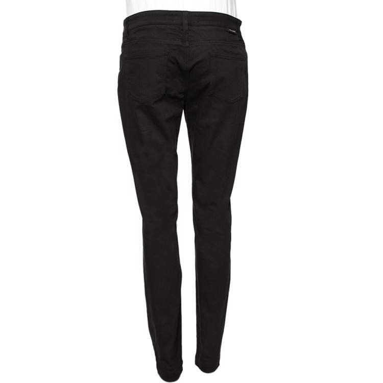 Pre Owned Dolce & Gabbana Black Stretch Cotton Slim Fit Pants L 